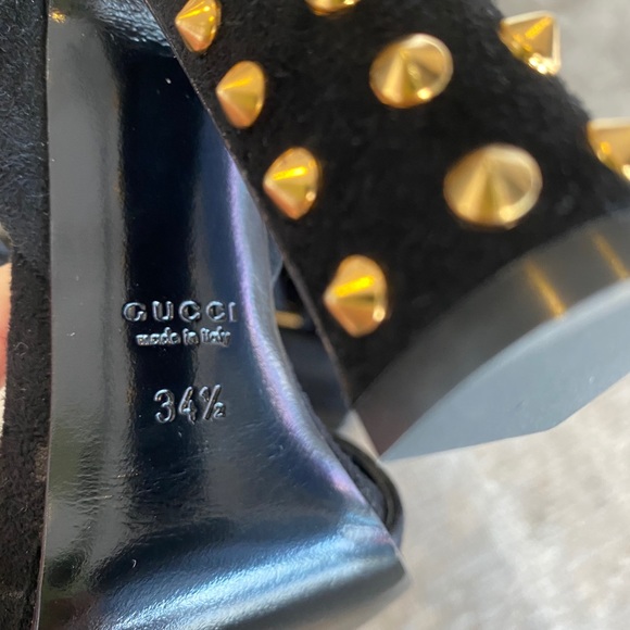 Black and Gold Gucci Studded Heels - Picture 13 of 13